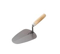 Carbon Steel Plastering Trowel Pointed Bricklaying Spatula with Round Wooden Handle, Wall and Brick Masonry Tools(Duck Tongue Shovel)