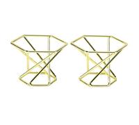 Carbon Steel Powder Puff Storage Rack Makeup Sponge Organizer 2pcs | Rounded Egg-shaped Form, Smooth Coated Finish, Golden Colour, for Vanity Tables and Travel Bags