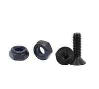 Carbon Steel Self Lock Nut Screw Set Hex Hexagonal Allen Countersunk Bolt Nylon Locking Nuts Kit High Strength M2 M3 M4 M5 M6(Countersunk Head,M2.5x12(50Set))