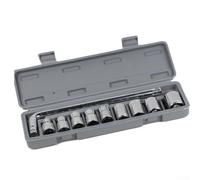 Carbon Steel Socket Wrench Set 10pc 8-24mm Heavy Duty(Style1(8-24mm)) | for durable alloy construction, rust resistant coating, ideal for heavy torque, includes bent handle, grey case