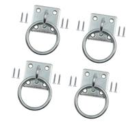 Carbon Steel Tie Loop Set with Zinc Plated Finish, Four Hole Square Base Pad Eyes and Mounting Screws for Stable Farm Installation Pad Eye Plate Square Tie Loop Lashing Hardware Tether Carbon Steel
