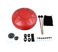 Carbon Steel Tongue Drum 6 Inch 8 Note Metal Rosewood Percussion Hand Drum with 2 Drum Mallet,Bracket,Music Score,for Meditation Yoga Musical Education, New Year Gift for Kids (Red)