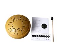 Carbon Steel Tongue Drum, 8-Note Handpan Instrument, C Key Meditation Drum, Portable Steel Tongue Drum, Beginner Percussion Instrument, Mini Handpan for Adults, Musical Therapy Too (Gold)