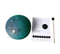 Carbon Steel Tongue Drum, 8-Note Handpan Instrument, C Key Meditation Drum, Portable Steel Tongue Drum, Beginner Percussion Instrument, Mini Handpan for Adults, Musical Therapy Too (Green)