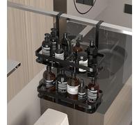 Carbon Steel Wall-Mounted Shower Shelf No Drill Shampoo Holder Anti-Slip for Bathroom Space-Saving Storage Black Shower Caddy