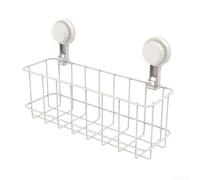 Carbon Steel Wire Toilet Basket Wall Mounted Drainage Design(White) | Tool-free suction mount, holds toiletries securely, fits smooth tiles, black finish, easy install