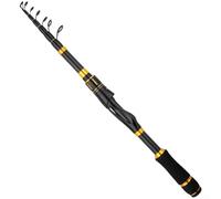 Carbon Telescopic Fishing Rod Collapsible to 43cm for Travel and Outdoor Use Featuring Stiff Action and Responsive Tip for Saltwater Fishing (2.4)