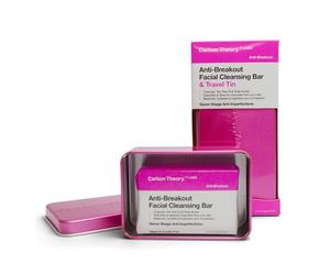 Carbon Theory Anti-Breakout Face Bar 80g with Travel Tin | Shea Butter Enriched Soap Bar for Oily Skin that Removes Impurities and Hydrates While Regulating Excess Oils.