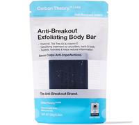 Carbon Theory Body Scrub Exfoliator Bar - Activated Charcoal Body Soap Bar, Tea Tree Body Wash Bar - Body Acne Treatment, Shea Butter, Charcoal and Tea Tree Soap Bar - Back Acne Treatment, 100g