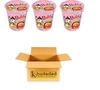 Carbonara Cup Noodles - Korean Spicy Instant Ramen, Halal Hot Chicken Flavour - Creamy Carbonara Ramen Cups 1 x 80g (3 cups)