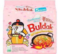 Carbonara Flavour Buldakk Halal Ramen - Korean Spicy Instant Noodles Multipack, Hot Chicken Carbonara Flavour - 5 x 140g Packs