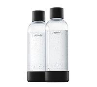 Carbonating Bottles 2Pck 1L - Compatible, Wassermaxx, Aqvia, Sodapop and Levivo - Lid and Base Made of Wood Composite - Quick-Lock Reusable Bottles - BPA Free - Black
