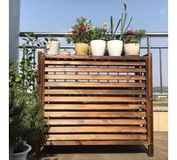 Carbonized Air Conditioning Unit Cover Rainproof Sunproof Dustproof Air Conditioning Unit Privacy Protection Grille Wood Louver Grille Ventilation Solid Wood Air Conditioning Flower Rack ( Size : 81*7