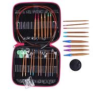 Carbonized Bamboo Knitting Needles - Durable Aluminum Tip, Detachable Cable & Color - Coded Sizes for Versatile Knitting Projects with Portable Storage Bag