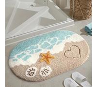 Carbono Bath Mat Beach Starfish Non-Slip Bath Mat, Bathroom Floor Mats Super Soft and Water Absorbent, Machine Washable Microfiber Bathroom Rug for Shower, Bedroom, Kitchen, Doorway 50x80cm