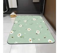 Carbono Bath Mat Bee Daisy Super Absorbent Quick-Drying, Arubber Non-Slip Bottom, Easy To Clean, Machine Washable Rug, Simple Bathroom Door Shower Mat