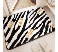 Carbono Bath Mat Black Stripe Non-Slip Bath Mat, Bathroom Floor Mats Super Soft and Water Absorbent, Machine Washable Microfiber Bathroom Rug for Shower, Bedroom, Kitchen, Doorway 40x60cm