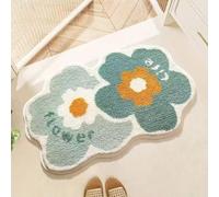 Carbono Bath Mat Blue Fresh Flowers Non-Slip Bath Mat, Bathroom Floor Mats Super Soft and Water Absorbent, Machine Washable Microfiber Bathroom Rug for Shower, Bedroom, Kitchen, Doorway 40x60cm