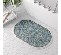 Carbono Bath Mat Blue Leaves Absorbent Bathroom Mats with Non Slip Backing, Machine Washable Rug for Shower Floor, Quick-Dry Rug for Bedroom, Kitchen, Toilet, Door 50x80cm