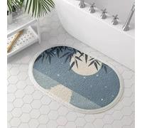Carbono Bath Mat Blue Leaves Non-Slip Bath Mat, Bathroom Floor Mats Super Soft and Water Absorbent, Machine Washable Microfiber Bathroom Rug for Shower, Bedroom, Kitchen, Doorway 50x80cm