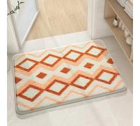 Carbono Bath Mat Brown Geometry Absorbent Bathroom Mats with Non Slip Backing, Machine Washable Rug for Shower Floor, Quick-Dry Rug for Bedroom, Kitchen, Toilet, Door 40x60cm