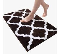 Carbono Bath Mat Coffee Colored Geometry Absorbent Bathroom Mats with Non Slip Backing, Machine Washable Rug for Shower Floor, Quick-Dry Rug for Bedroom, Kitchen, Toilet, Door 40x60cm