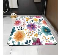Carbono Bath Mat Colorful Flower Butterfly Super Absorbent Quick-Drying, Arubber Non-Slip Bottom, Easy To Clean, Machine Washable Rug, Simple Bathroom Door Shower Mat
