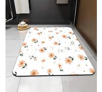 Carbono Bath Mat Fresh Orange Flowers Super Absorbent Quick-Drying, Arubber Non-Slip Bottom, Easy To Clean, Machine Washable Rug, Simple Bathroom Door Shower Mat