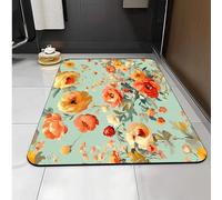 Carbono Bath Mat Fresh Orange Plant Flowers Super Absorbent Quick-Drying, Arubber Non-Slip Bottom, Easy To Clean, Machine Washable Rug, Simple Bathroom Door Shower Mat