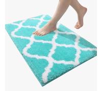 Carbono Bath Mat Green Geometry Absorbent Bathroom Mats with Non Slip Backing, Machine Washable Rug for Shower Floor, Quick-Dry Rug for Bedroom, Kitchen, Toilet, Door 40x60cm