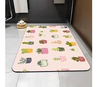 Carbono Bath Mat Green Plant Cactus Super Absorbent Quick-Drying, Arubber Non-Slip Bottom, Easy To Clean, Machine Washable Rug, Simple Bathroom Door Shower Mat