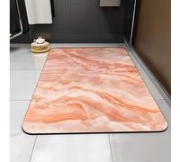 Carbono Bath Mat Orange Marble Pattern Super Absorbent Quick-Drying, Arubber Non-Slip Bottom, Easy To Clean, Machine Washable Rug, Simple Bathroom Door Shower Mat