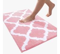 Carbono Bath Mat Pink Geometry Non-Slip Bath Mat, Bathroom Floor Mats Super Soft and Water Absorbent, Machine Washable Microfiber Bathroom Rug for Shower, Bedroom, Kitchen, Doorway 40x60cm