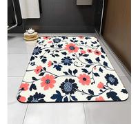 Carbono Bath Mat Red Black Flowers Super Absorbent Quick-Drying, Arubber Non-Slip Bottom, Easy To Clean, Machine Washable Rug, Simple Bathroom Door Shower Mat