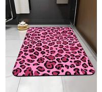 Carbono Bath Mat Red Leopard Print Super Absorbent Quick-Drying, Arubber Non-Slip Bottom, Easy To Clean, Machine Washable Rug, Simple Bathroom Door Shower Mat