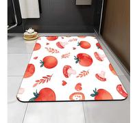 Carbono Bath Mat Red Tomatoes Mushrooms Super Absorbent Quick-Drying, Arubber Non-Slip Bottom, Easy To Clean, Machine Washable Rug, Simple Bathroom Door Shower Mat
