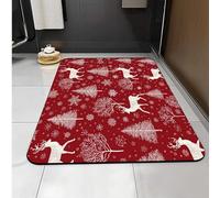 Carbono Bath Mat Snowflake Elk Bathroom Bath Mat, Rubber Backed Non-Slip Bathroom Floor Rug, Thin Washable Quick Dry For Shower Tub Bathtub Sink Indoor Door