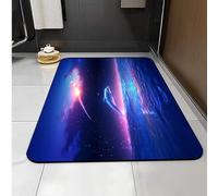 Carbono Bath Mat Starry Sky Dolphin Bathroom Bath Mat, Rubber Backed Non-Slip Bathroom Floor Rug, Thin Washable Quick Dry For Shower Tub Bathtub Sink Indoor Door