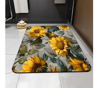 Carbono Bath Mat Sunflower Green Super Absorbent Quick-Drying, Arubber Non-Slip Bottom, Easy To Clean, Machine Washable Rug, Simple Bathroom Door Shower Mat