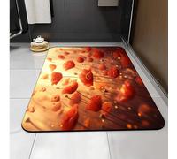 Carbono Bath Mat Sunshine Red Flowers Super Absorbent Quick-Drying, Arubber Non-Slip Bottom, Easy To Clean, Machine Washable Rug, Simple Bathroom Door Shower Mat
