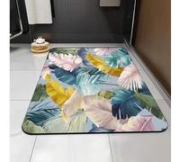 Carbono Bath Mat Tropical Plant Leaves Super Absorbent Quick-Drying, Arubber Non-Slip Bottom, Easy To Clean, Machine Washable Rug, Simple Bathroom Door Shower Mat