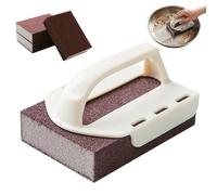 Carborundo Sponge | Brush Scourer with Handle - Emerald Sponge with 3 Refills, for Use in Home Kitchen and Stove Grill Oven Cooker Hood Cooker Hob Plate