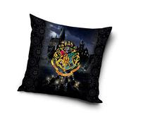 Carbotex Harry Potter Decorative Cushion Cover 40 cm x 40 cm Black Hogwarts Crest Double Sided Print 1 Piece Bedroom Decoration for Harry Potter Fans