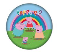 Carbotex Peppa Pig Muddy Round Shaped Pre-Filled Polyester Cushion 40x40cm for Nurseries, Kids Bedrooms, Playroom Decorative Cushion (PP225110-VEL-POD)