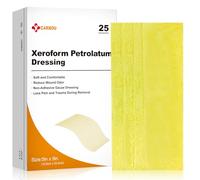 Carbou Medical Xeroform Petrolatum Plasters 5" x 9" Pack of 25 Non Adherent Gauze Pads Soft Fine Mesh Gauze Plasters for Wound Care Burns