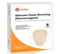 Carbou Wound Dressing Sacrum Silicone Foam Dressing with Adhesive Border, 6''x7'' Waterproof Sacral Pad for Sacrum,Butt Bed Sore,Pressure Ulcer,High Absorbent Wound Care Bandages,5 Pack