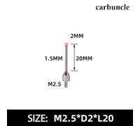 Carbuncle Steel Dial Indicator Probe, M2.5 Thread, 2 mm Tip Diameter, 0.01 mm Accuracy, for Lever-Type Measuring Instruments