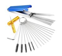 Carburetor Carbon Dirt Jet Remove Cleaner, Carburetor Cleaning Kit Heavy Duty Density Nylon, 13 Cleaning Wires Set + 10 Cleaning Needles + 5 Nylon Brushes + 1 Sharp Pick Tool Kit for Auto, Motorcycle