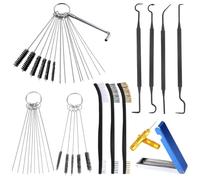 Carburetor Cleaner Kit, Carb Cleaning Kit with Throttle Body Cleaner Tools, 3 Double Head Brushes 32 Needles 10 Brushes 4 Hooks 1 Scraper 1 Wrench, Professional Airbrush Cleaning Kit for Motorcycle En