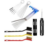 Carburetor Cleaner Tool Set 32Piece - Carb Cleaner Spray Gun Cleaning Kit Spray Gun-5 Cleaning Needles+10 Nylon Brushes +13 Pieces Cleaning Wires Set + 1 Sharpen Pick Tool Kit+3 Large Brushes